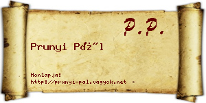 Prunyi Pál névjegykártya